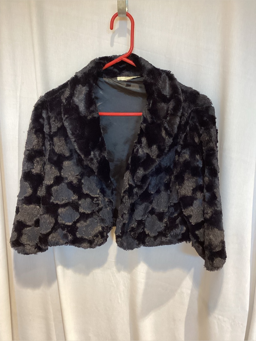 Plush Short Faux Fur Jacket - Black